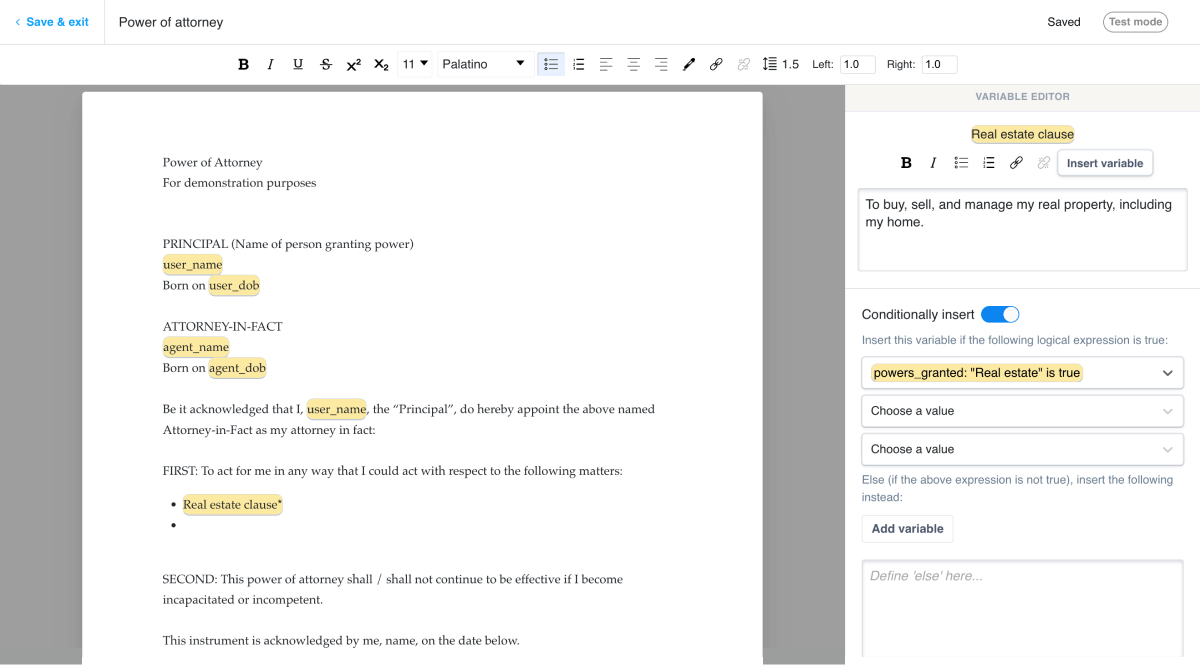 Document template editor